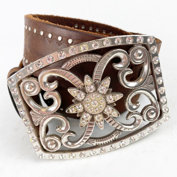 Roper Accessories - Roper Genuine Leather Stud Rhinestone Buckle VV769